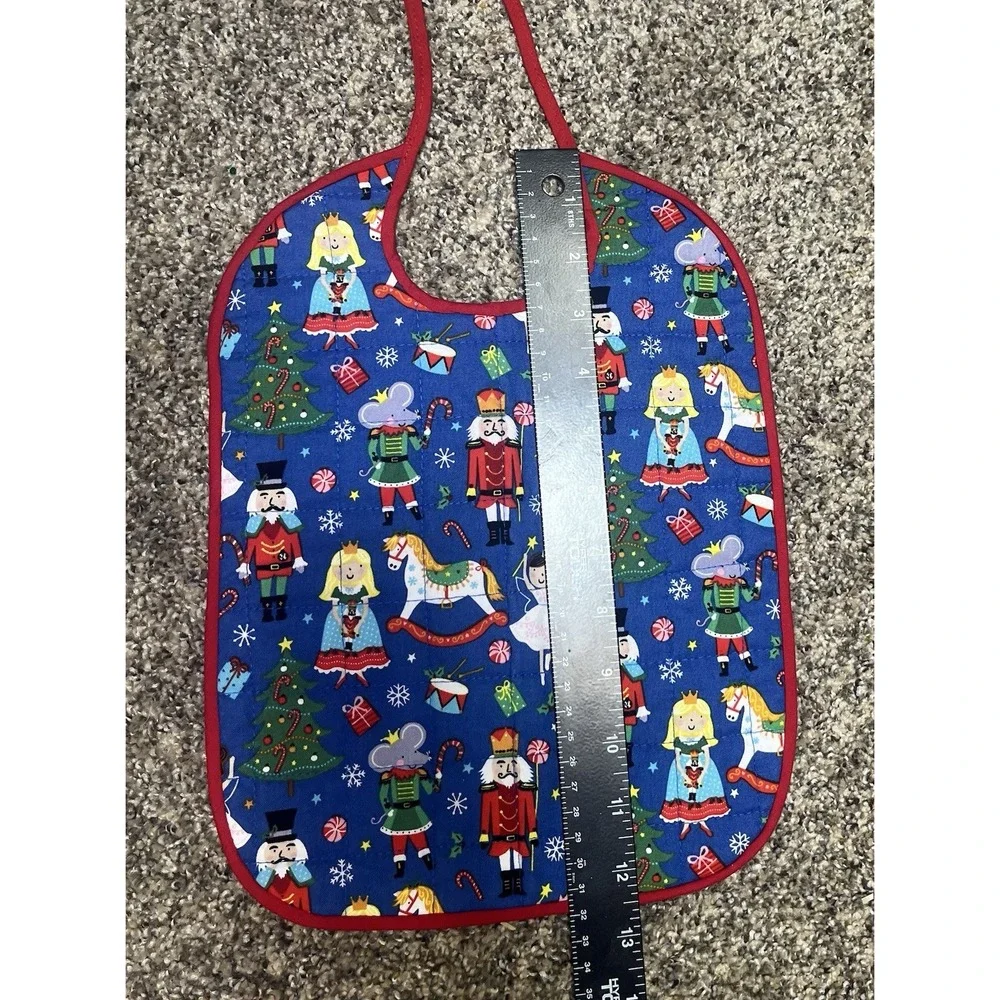 Lot Of 6 Quilted Handmade Christmas Baby Bib Large‎ Size 12